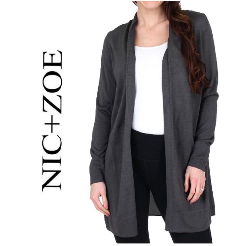 NWT NIC + ZOE Silk Blend Long Cardigan Sweater Top
